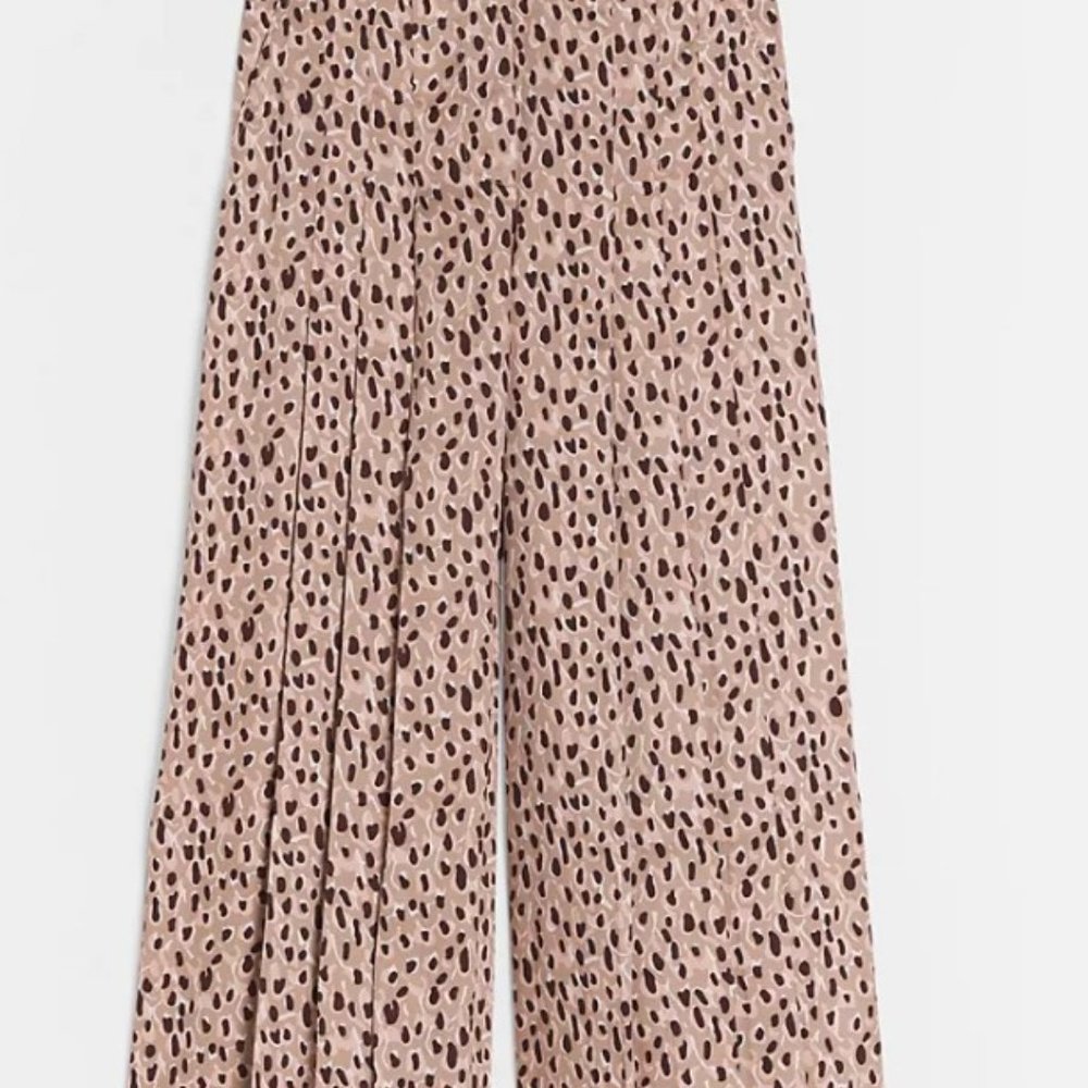 Maeve Isobel Pleated Wide-Leg Pants (L)